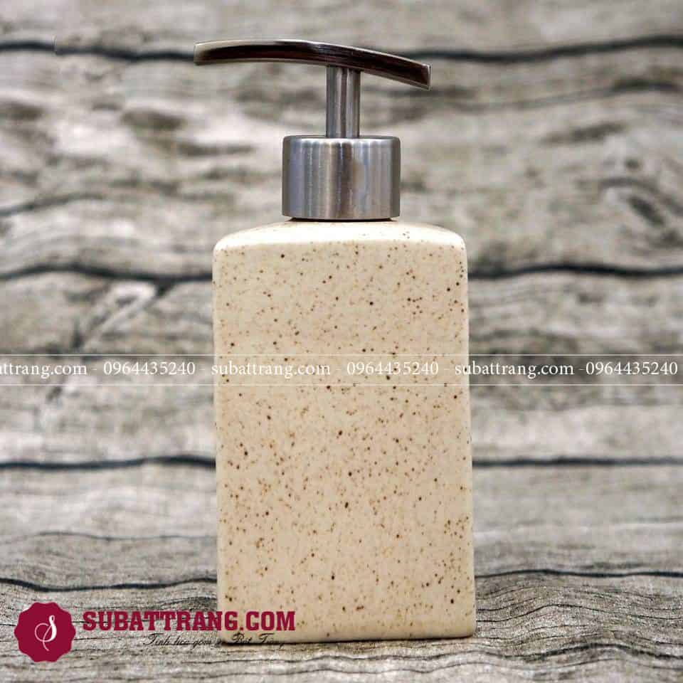 Bình Đựng Xà Phòng Bằng Sứ Dáng Chữ Nhật Men Cát Vàng Vòi Inox 304 – SBT110047 Bình Đựng Xà Phòng Bằng Sứ Dáng Chữ Nhật Men Cát Vàng Vòi Inox 304 – SBT110047