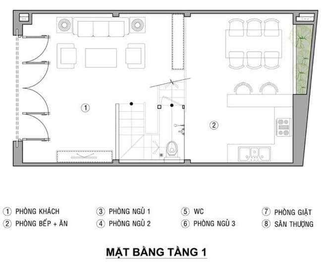 Thiết kế nhà ống 4x12m mẫu 1