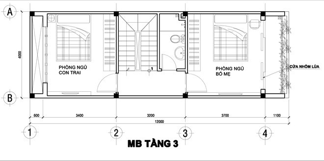 Mẫu nhà ống 4m x 12m 3 tầng hiện đại 2