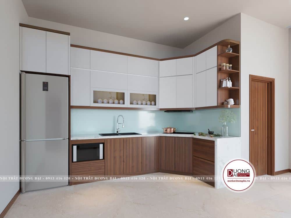 Thiết kế không gian phòng bếp đơn giản, gọn gàng và rất công năng