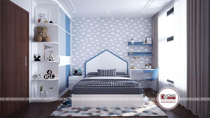 Thiết kế phòng ngủ bé trai siêu độc đáo với gam màu xanh