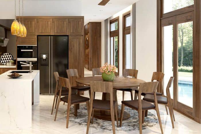 Thiết kế bàn tròn xoay đẹp mắt cho phòng bếp sang trọng Thiết kế bàn tròn xoay đẹp mắt cho phòng bếp sang trọng