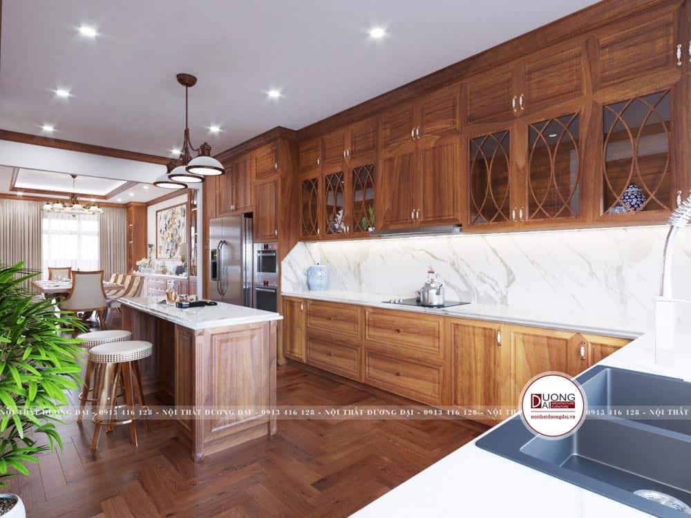 Tủ bếp được thiết kế thông minh với chất liệu bền vững