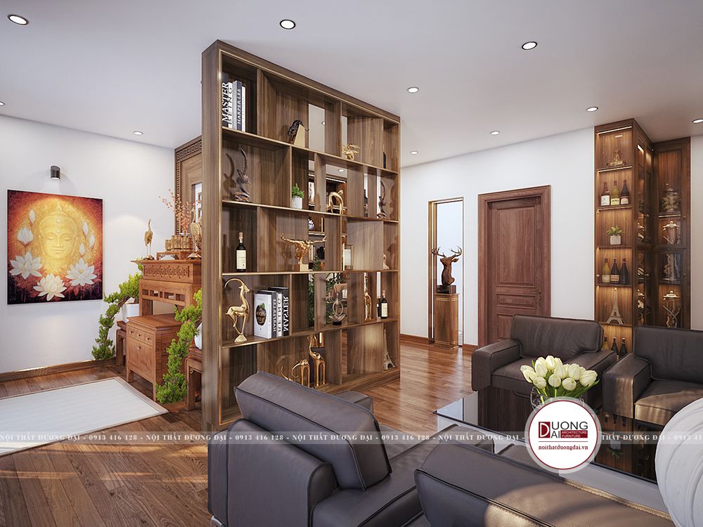 Sofa đọc sách siêu êm ái đặt cạnh không gian thờ cúng