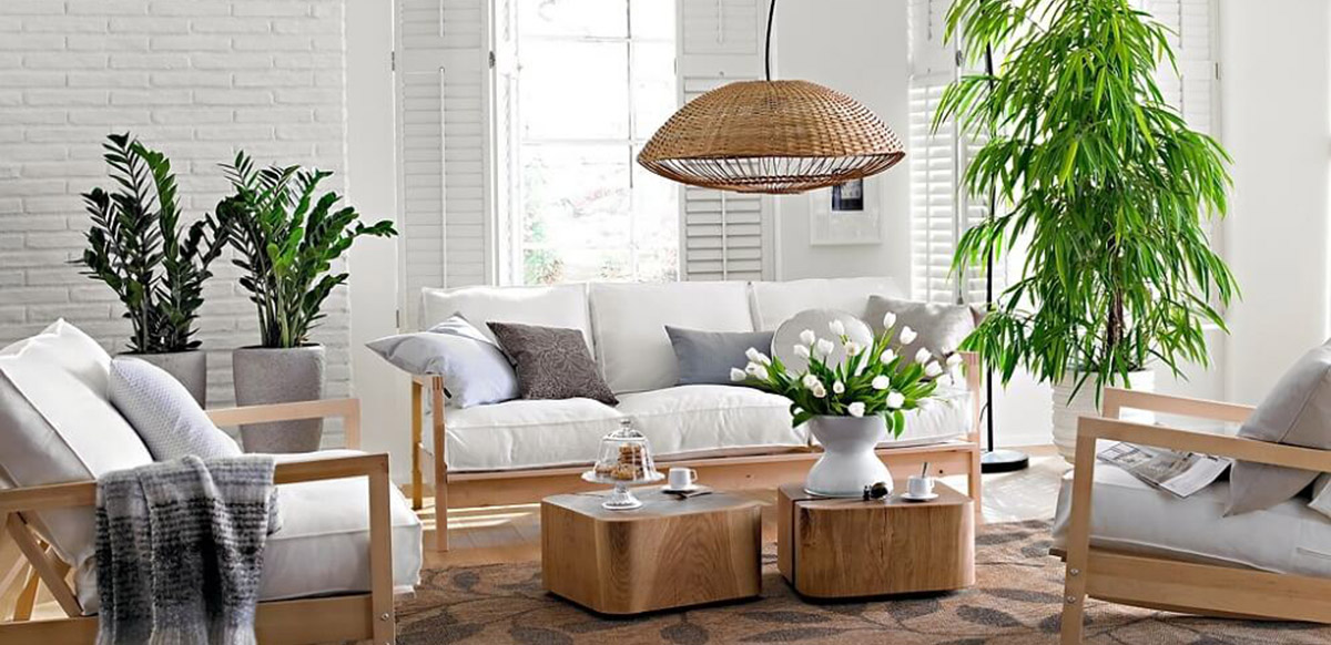 Cây cảnh dùng để trang trí nội thất phòng khách bạn nên hạn chế việc sử dụng những loại cây to và nằm ngay giữa phòng