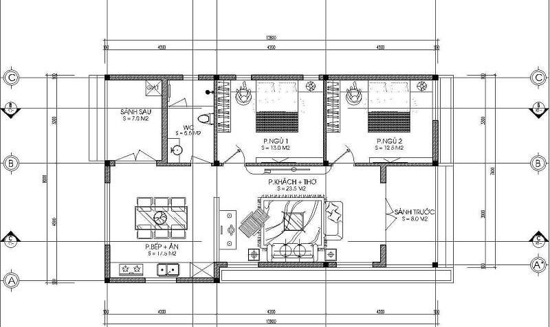 Bản vẽ nhà cấp 4 đơn giản 2 phòng ngủ - Giải pháp thiết kế tối ưu cho không gian sống hiện đại